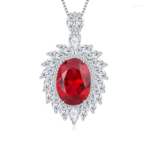 Chaînes S925 Silver Trésor coloré Big Pigeon Egg Set Diamond Couverture arrière Collier pendentif pour femme Bijoux en gros