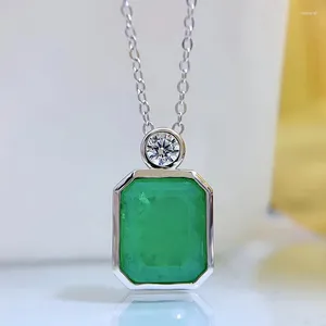 Kettingen S925 Silver Edge 10 12 Emerald hanger pure ketting groothandel voor vrouwen