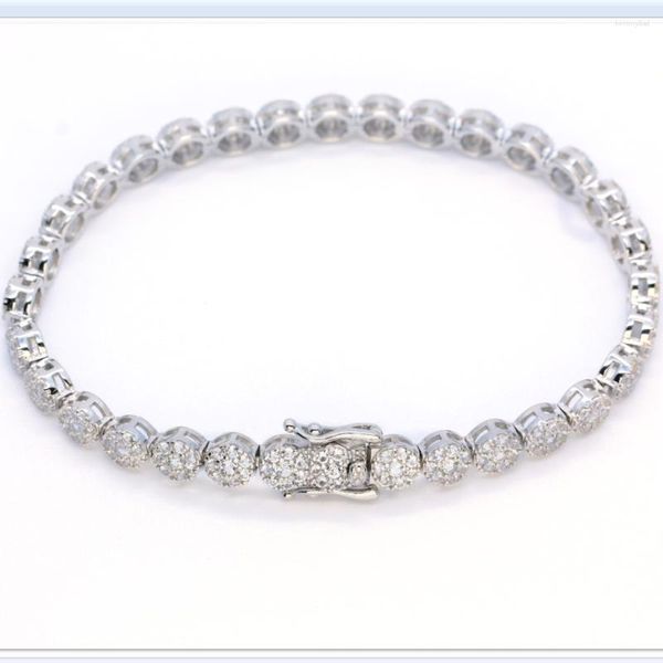 Chaînes S925 Silver élégant bracelet de chaîne classique en pierres précieuses de saphir blanc naturel pour l'anniversaire de mariage de fête