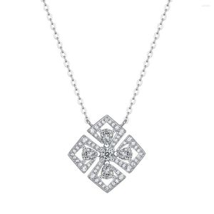 Chaînes S925 argent géométrique collier Moissanite pendentif collier chaîne mode bijoux en gros femmes cadeau personnalité fête 2023