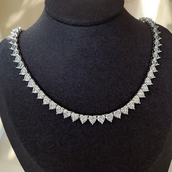 Cadenas S925 Collar de corazón de plata 17 pulgadas Diamante blanco Alta calidad 5A Zircon Ventas directas de fábrica