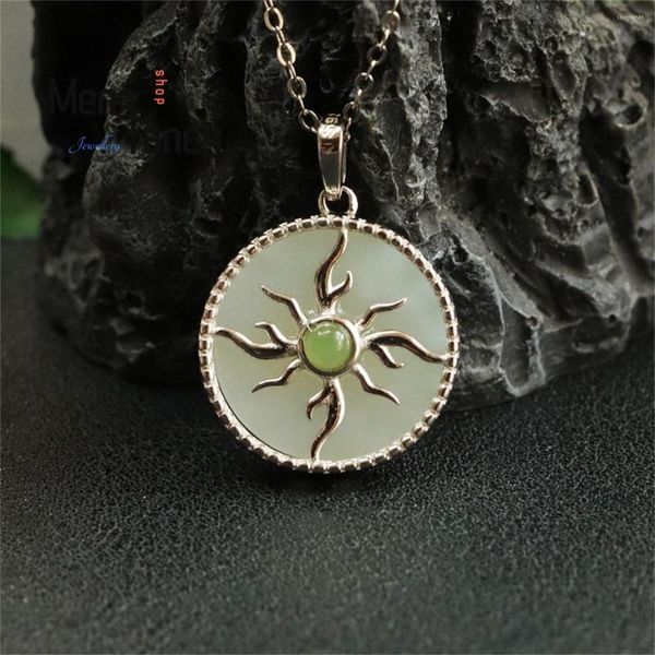 Chaînes S925 Argent Incrusté Un Collier Médaillon De Jade Simple Généreux Élégant Polyvalent Belle Rétro Charme Mode Femmes Bijoux