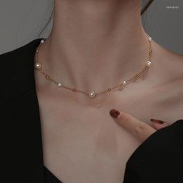 Chaînes S925 argent naturel collier de perles d'eau douce femme lumière luxe senior sens tour de cou mode pleine étoile copines cadeau