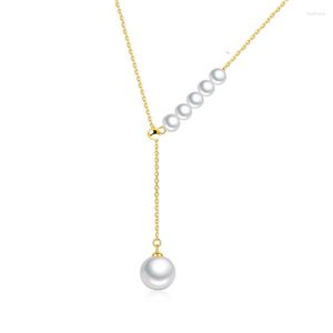 Kettingen S925 Zilveren Ketting O Ketting Y Type Verstelbare Kraag Koreaanse Versie Mode Eenvoudige Parel Sieraden Sleutelbeen