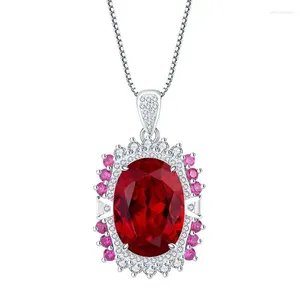 Chaînes S925 Argent Rouge Trésor Bleu Style Diamant Ensemble Denier 13 18 Femmes Pendentif Collier Bijoux En Gros