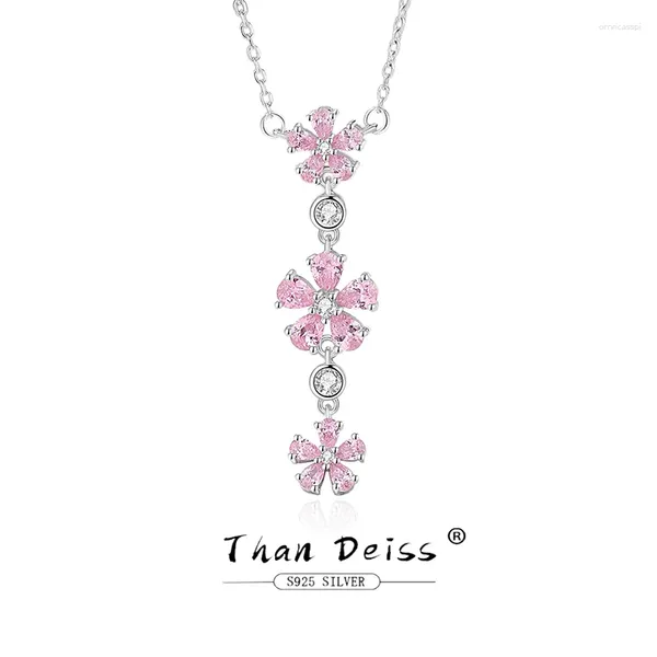 Chaînes S925 Silver Tassel Plum Blossom Collier pour femmes Rose Zircons Design original Premium Peachy Flowers 45cm ras du cou confortable