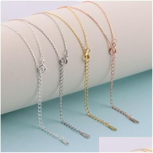 Correntes S925 Carimbado Link Chain Colar 44cm 925 Sterling Sier Gargantilha Fit para Pingente Rose Gold Platinum DIY Jóias Acessórios Jewel DH306