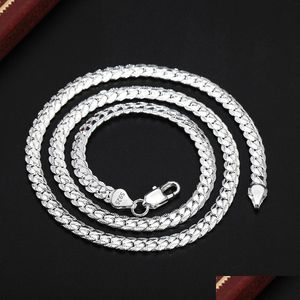 Chaînes S925 Sterling Sier Gold 18/20/22/24 pouces Collier de chaîne latérale pour femmes Hommes Bijoux de mode Drop Livraison Bijoux Colliers Pend Dhizc