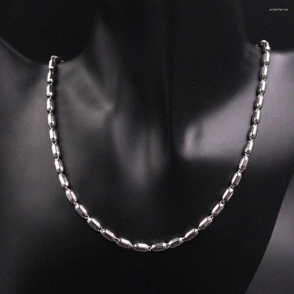 Chaînes S925 Sterling Silver 4mm Oval Bead Link Chain Collier élégant 17,7 