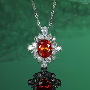 Chaînes S925 Sterling Silver High Carbon Diamond Cut Red Gem Collier Simple Et Léger De Luxe Bijoux Pour Femmes Livraison Gratuite