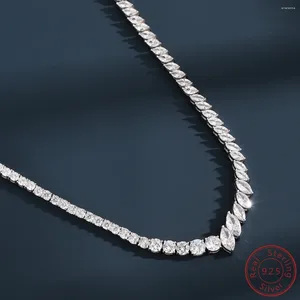 Kettingen S925 Sterling Zilver Onregelmatige Volledige Set Zirkoon Ketting Enkele Rij Hip Hop Stijl Hoge Kwaliteit Sieraden Voor Vrouwen