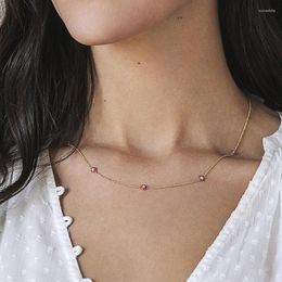 Chaînes Bijoux en argent sterling S925 Collier en émail rose et lunette en diamant