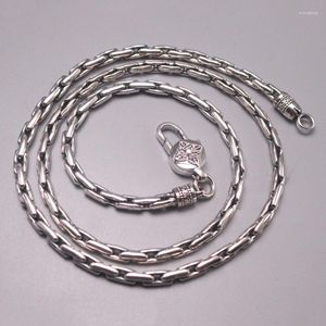 Chaînes S925 Collier en argent sterling Femmes Hommes Chance Chaîne de perles carrées Devise à six mots 3.5mmW 20 pouces 32-33g