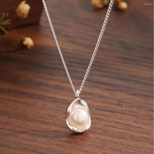 Chaînes S925 Collier de pois de perles en argent sterling avec une conception de niche polyvalente et irrégulière géométrie de bijoux haut de gamme