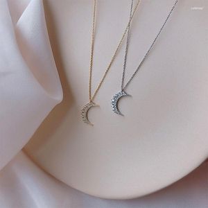 Chaînes S925 Sterling Silver Plated 14K Gold Moon Collier Femme Version Coréenne Net Rouge Simple Collier Chaîne Vent Froid