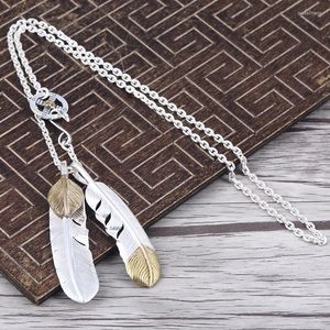 Chaînes S925 Sterling Silver Takahashi Goro's Feather Necklace Vintage Thai Personnalité Croix Chaîne Homme Et Femme Ensemble