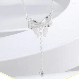 Chaînes S999 Collier en argent sterling pour femmes hommes de haute qualité original papillon gland pendentif princesse bijoux de Noël