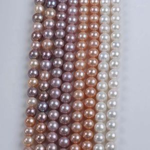 Chaînes vente 10-12mm perle d'eau douce naturel blanc rose violet couleur ronde Edison perles en vrac chaîne brin pour la fabrication de bijoux