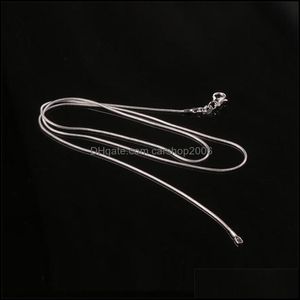 Chaînes Vente 100 pcs 925 Sier Smooth Snake Chain Collier Homard Fermoirs Bijoux Taille 1mm 16inch --- 22inch 31 U2 Drop Livraison 2021 N Dhggr