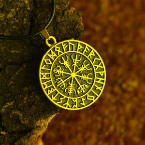 Kains Sanlan 12 stks Rustic Noorse Viking Compass Vegvisir met runen ketting amulet -Noordse juweliers