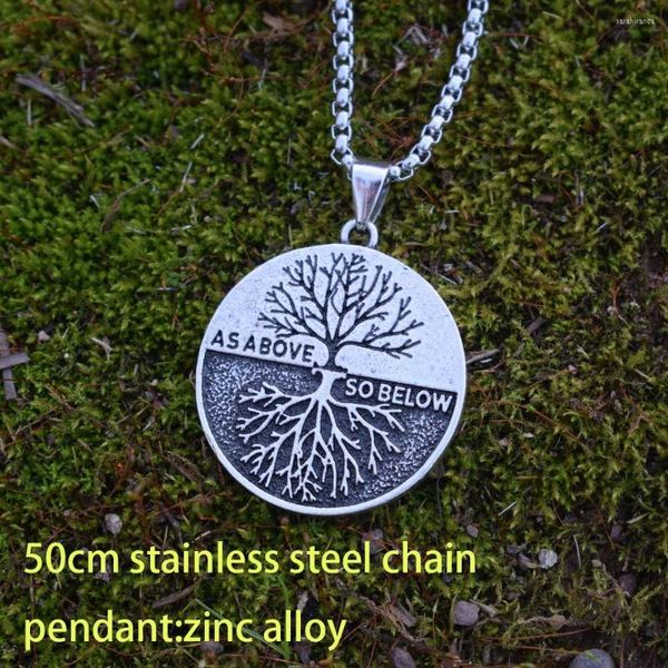 Chaînes Sanlan Norse Viking Yin Yang comme ci-dessus donc ci-dessous arbre de vie collier amulette pour cadeau