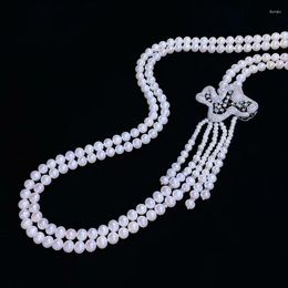 Chaines Sea of ​​Clouds Bright Starry Sky Romantic Pearl Double Long Collier pour femmes Élégants bijoux magnifiques