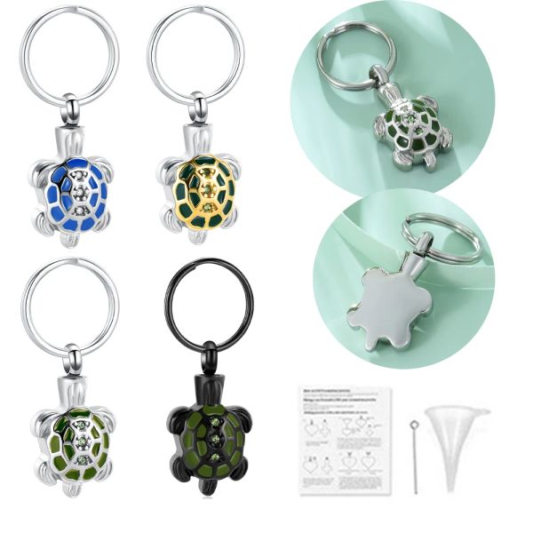 Cadenas Tortuga marina Cadena de llave Joyería de cremación Pequeñas urnas para cenizas para mascotas Remato personalizado acero inoxidable acero inoxidable para hombres