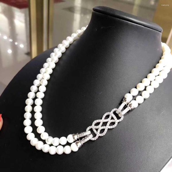 Chaînes Vendre 17-18 pouces 8-9mm Blanc Naturel Collier de perles d'eau douce Longue chaîne Bijoux fins