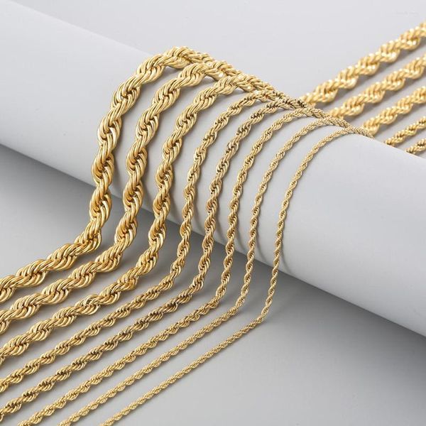 Venta de cadenas de Color dorado/plateado, acero inoxidable 316L, 2/2, 4/3/4/5/6/7/8mm, collar de cadena de cuerda ancha, joyería de moda para hombres y mujeres
