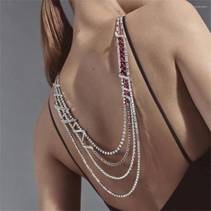 Kettingen verkopen Rhinestone Body Chain Luxury Multi-Layer Tassel Sexy Backless Accessoires Vrouw terug Groothandel