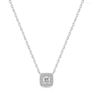 Chaînes de vente de collier en argent sterling S925 avec pendentif en diamant, design petit et minimaliste, Texture élégante