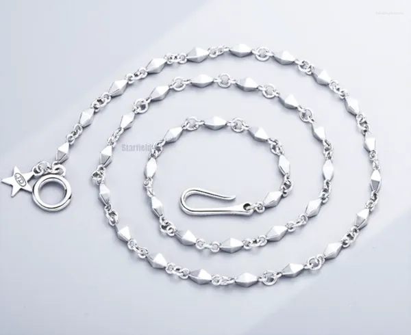 Chaînes Vente S925 Sterling Silver Collier Lisse Diamant Épais Femmes Mode Unique Tendance Personnalité Accessoires