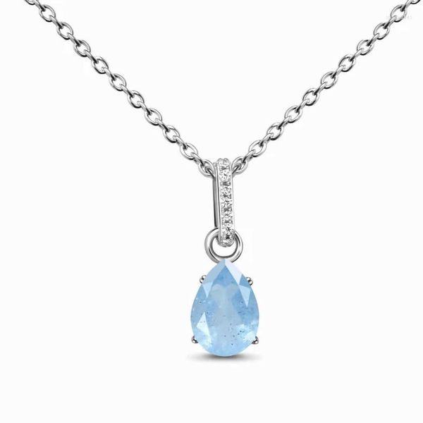 Chaînes Vente S925 Sterling Silver Sky Blue Gem Pendentif Collier Femme Niche Design Mode Joker Bijoux