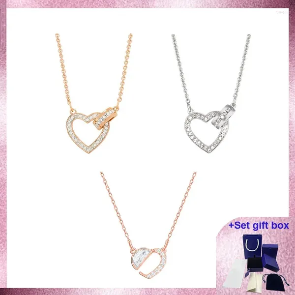 Chaînes SG Haute Qualité Bijoux Argent Rose Or LovelyCollier Gris Placage Exquis Coffret Cadeau