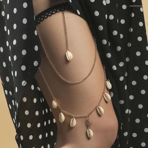 Ketens shell hanger Tassel dames lichaam multi-layers elastische metalen rozen been ketting mode sieraden