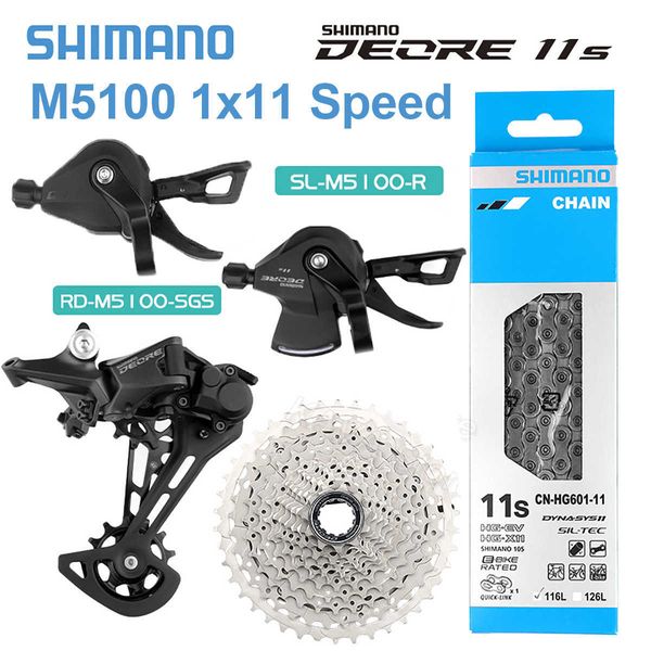 Cadenas Shimano Deore 11s Groupset M5100 MTB Desperatrante Cadena de 11 V HG601 Cassette de bicicleta 11 Velocidad K7 Juego de equipos de bicicleta de montaña 0210