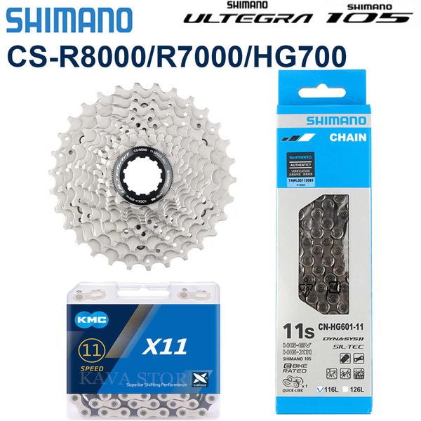 Chaînes Shimano Ultegra R8000 Cassette 11 Vitesse Vélo De Route 11S K7 R7000 HG700 28T 30T 32T 34T Vélo À Cliquet HG601 Chaîne 11V KMC X11 0210