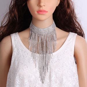 Chaînes Shining Multi-couches Sexy Collar Statement Collier Choker Crystal Crystal Long Pendants Simple For Women JewelryChains