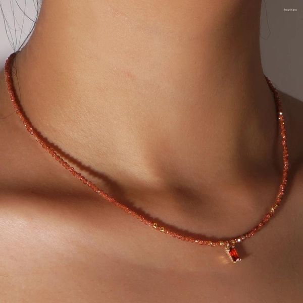 Ketten Shinus Edelstein Symbol Goldstein Energiestein Stapel Roter Strass Zubehör 2024 Handgefertigte Perlenketten für Frauen