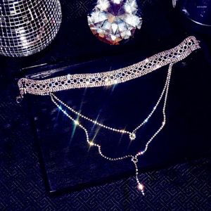 Ketens glanzende volledige strass ketting multi-layer ketting sieraden voor vrouwen verklaring lange kwikchoker kristal kraagfeest Jewell