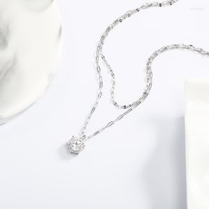 Chaînes Shiny Selection S925 Full Body Sterling Silver 2 Classic Six Claw Double Layer Tassel Mosan Diamond Necklace