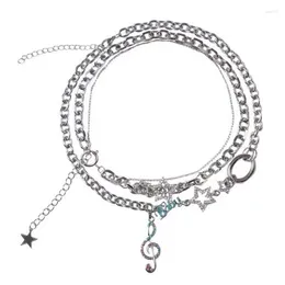 Chaînes Shiny Star Note Combinaison Superposition Collier Charme Pendentif Punk Ras Du Cou Clavicule Chaîne Femmes Bijoux De Mode