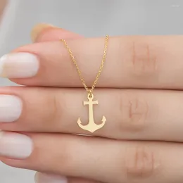 Chaînes Ancre de bateau poli en acier inoxydable pendentif colliers chaîne réglable collier personnalité à la mode hommes femmes bijoux