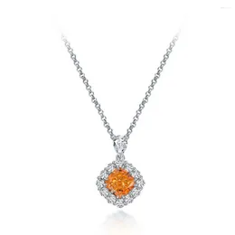 Chains Shipei Jewelry 925 zilveren ketting set met 4ct Europese en Amerikaanse mode kleur veranderende oranje 7 bloem