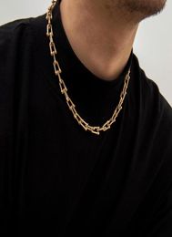 Cadenas SHIXIN HIPHOP U Collar de cadena de enlace para hombres Punk Goldsilver Color Collar Collar en el cuello 2021 Joyería7220788