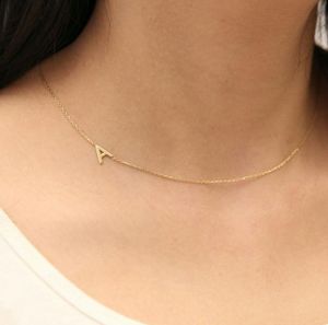 Kettingen Zijwaarts Eerste Ketting A-Z Letter Naam Goud Zilver Kleur 26 Alfabet Dainty Love Gift