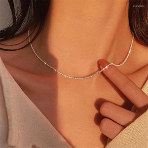 Chaines Sier Gold Color Sparking Stacking Clavicule Chain Chain Choker Collier pour femmes Fine Bijoux Mariage d'anniversaire Gift