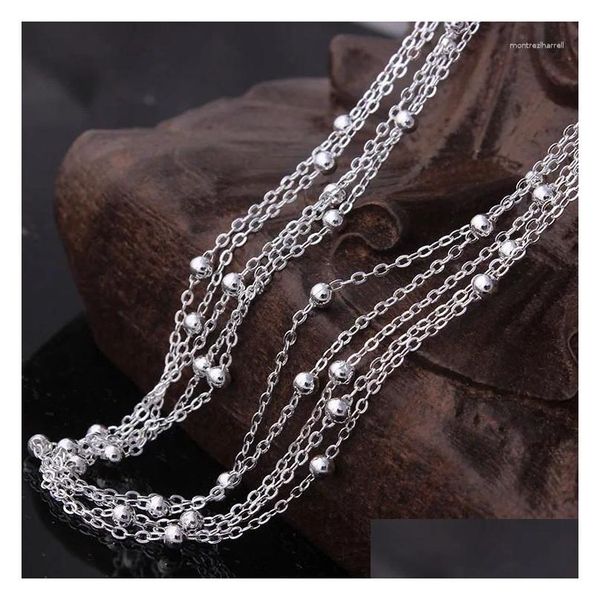 Chaînes Sier plaqué croix liée perles chaîne collier en gros bijoux accessoire pour femmes longueur 16 18 20 22 24 26 28 30 pouces OEM Dro DH8RO