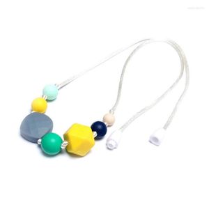 Cadenas de cuentas de silicona para dentición, collar mordedor de calidad alimentaria para masticar, joyería para bebés y niños pequeños, juguete para que mamá lo use ST4014