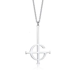 Chaines Silve Cross Ghost BC Collier de goule sans nom Pendant Grucifix Papa émérite Patch Femmes hommes Bijoux en acier inoxydable 298c